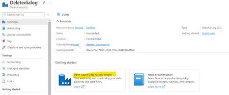 Open Azure Data Factory Studio